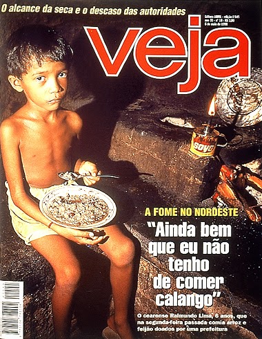 Uma das capas da revista Veja, em 1998. Foca a fome na região mais socialmente precária do Brasil.